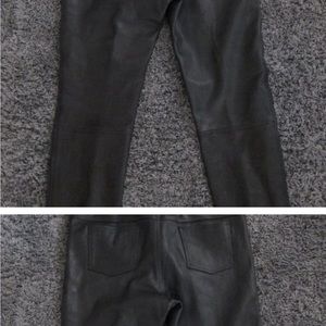 J&S Leather Pants 44x27.5" Black Moto Biker Men Zipper